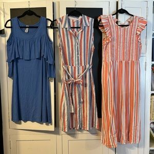 Bundle of three dresses! Honeyme/Old Navy/Target size medium - blue, red, orange
